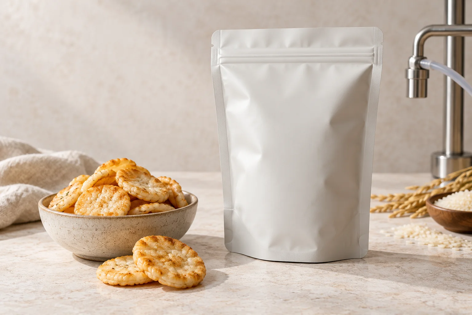 How Do I Package Rice Crackers in a Nitrogen-Flushed Pouch