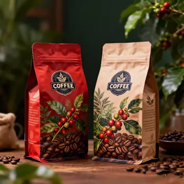 Coffee Bean Flat-Bottom Pouch design example UPS-0039
