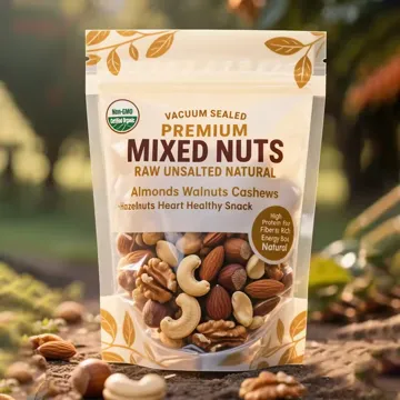 Window Mixed Nut & Raisin Stand-Up Pouch design example UPS-0122