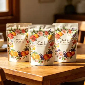 Flower & Fruit Tea Stand-Up Pouch design example UPS-0149