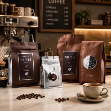Coffee Bean Flat-Bottom Pouch design example UPS-0205