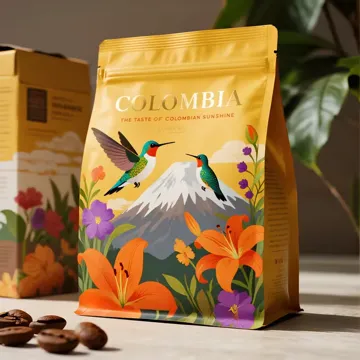 Coffee Flat-Bottom Pouch design example UPS-0207