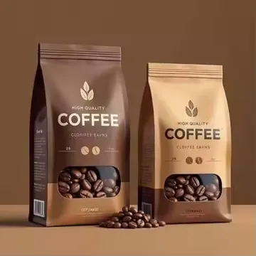 Coffee Bean Flat-Bottom Pouch design example UPS-0209
