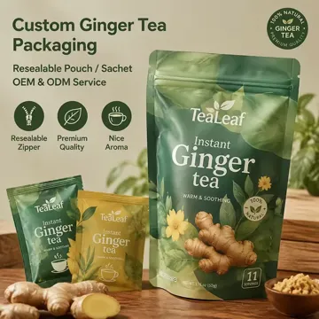 Ginger & Instant Tea Stand-Up Pouch design example UPS-0222