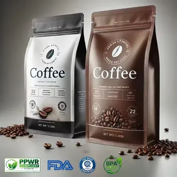 Coffee Bean Flat-Bottom Pouch design example UPS-0245