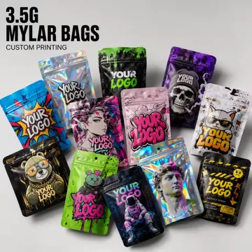 Holographic Tobacco & Herb Stand-Up Pouch design example UPS-0374