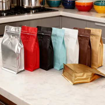 Matte Coffee Bean Flat-Bottom Pouch design example UPS-0386