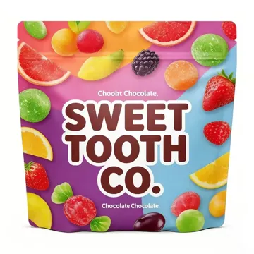 Matte Tea & Candy Stand-Up Pouch design example UPS-0394