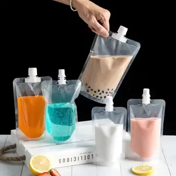 Clear Beverage Spout Pouch design example UPS-0405