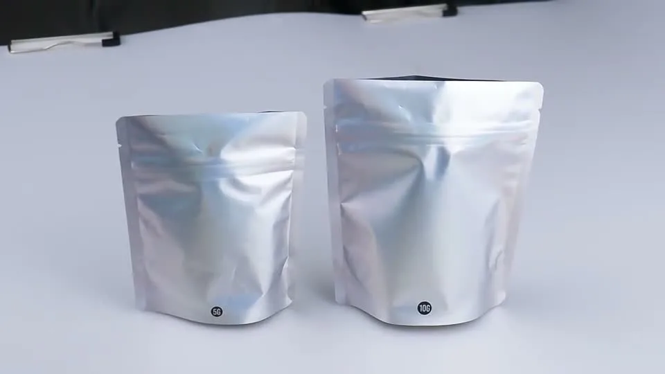 Silver stand-up pouch set video cover