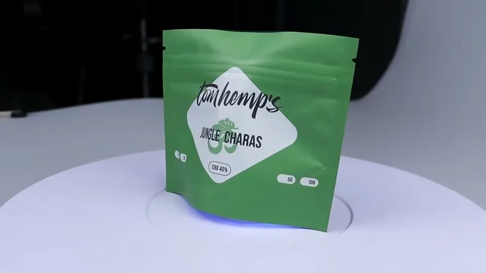 Green stand-up pouch sample video cover